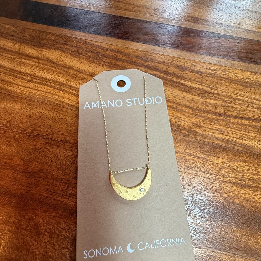 Amano Studio Gold Crescent Sun Necklace